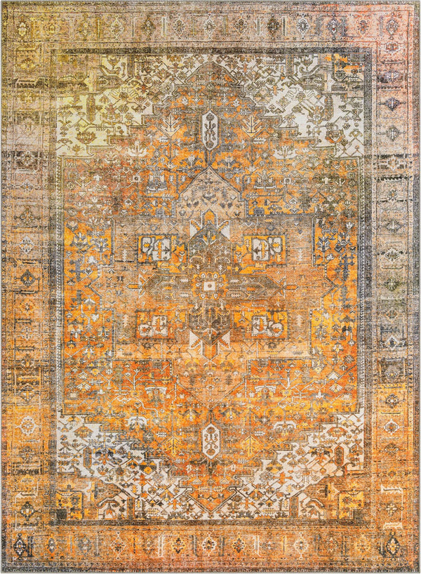 Unique Loom Timeless Peter Machine Made Abstract Rug Yellow, Black/Ivory/Brown 7' 7" x 10' 6"