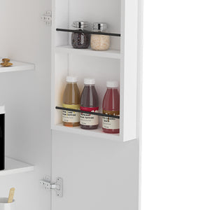 English Elm Albany,Double Pantry Cabinet White 63" High - Particle Board, Five Shelves for Kitchen Garage Storage B128S00131