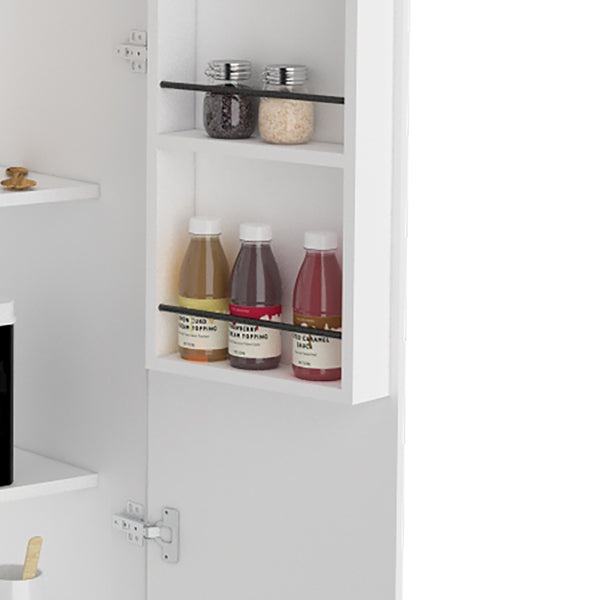 English Elm Albany,Double Pantry Cabinet White 63" High - Particle Board, Five Shelves for Kitchen Garage Storage B128S00131