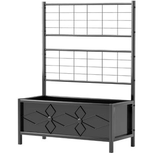 English Elm Garden Galvanized Steel Raised Planter with Integrated Trellis for Climbing Vines Outdoors T3971P422586