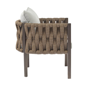 English Elm Christopher Knight Home® - 2-Pieces Outdoor Metal Patio Club Chair with Teslin Rope, Thick Cushions, Rust-Resistant Frame, Brown N780P254451B