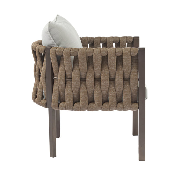 English Elm Christopher Knight Home® - 2-Pieces Outdoor Metal Patio Club Chair with Teslin Rope, Thick Cushions, Rust-Resistant Frame, Brown N780P254451B