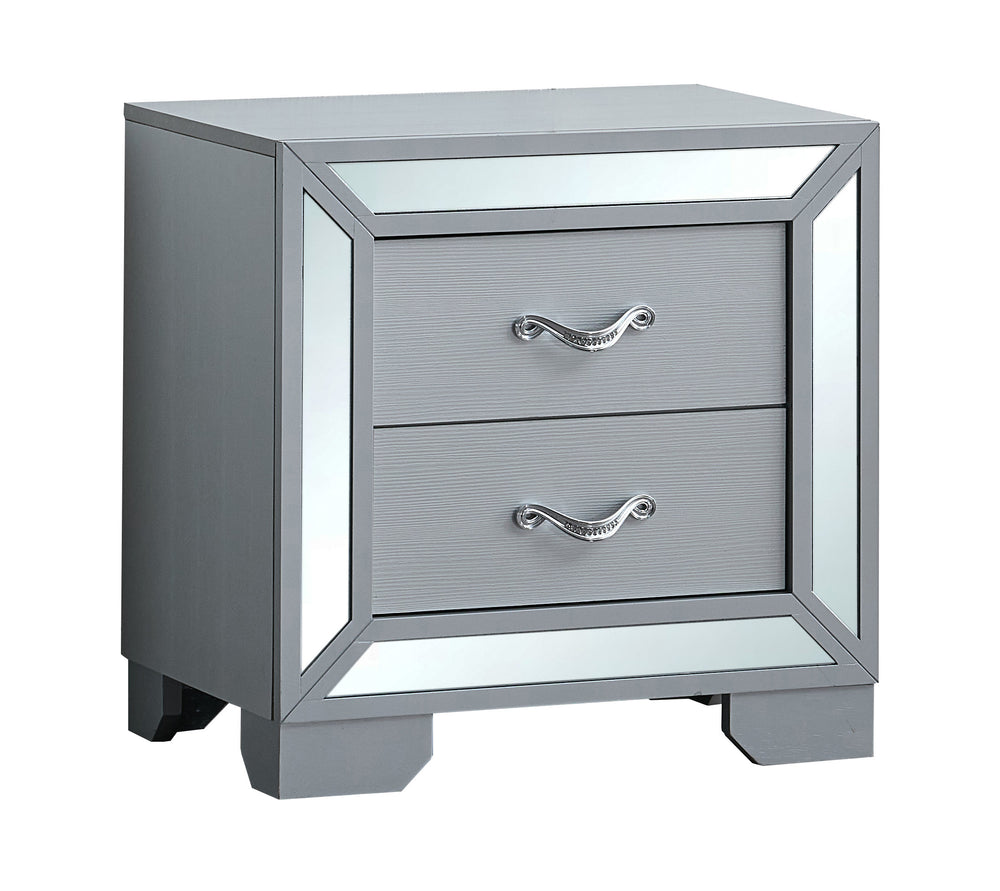English Elm Murry Silver Mirrored Nightstand with Chrome Handles for Glam Bedroom Decor B078P473042