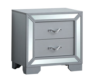 English Elm Murry Silver Mirrored Nightstand with Chrome Handles for Glam Bedroom Decor B078P473042