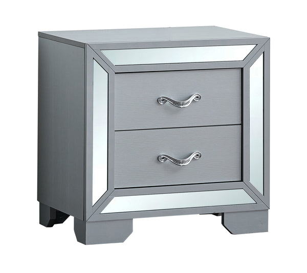 English Elm Murry Silver Mirrored Nightstand with Chrome Handles for Glam Bedroom Decor B078P473042
