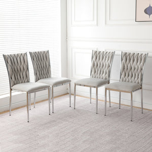 English Elm Modern Velvet Upholstered Dining Chairs Set of 2 with Electroplated Legs for Kitchen Light Gray W210P301597