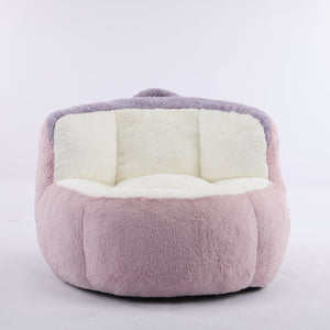 English Elm Oversized Multicolor Faux Fur Bean Bag Chair - Cozy Lounger With Shredded Foam, No Assembly Needed! W3723P375715-GIGA