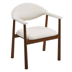 English Elm Modern Rubberwood Dining Chair Set Sculptural Curved Back Upholstered Seat Walnut Frame Beige,Walnut N768P391165W