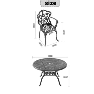 English Elm 5-piece Cast Aluminum Outdoor Dining Set with Ornate Relief Patterned Chairs and Table W1710S00553