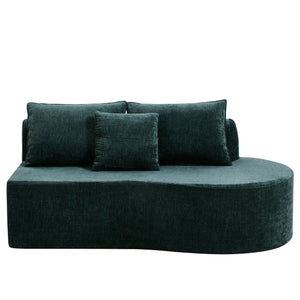 English Elm 138.6" Curved Modular Sectional Sofa Low Profile High Density Foam Living Room Lounge Dark Green N767P366006D