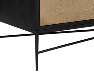 Sunpan Algarve Sideboard - Mid-Century Modern Design with Solid Mango Wood and Unique Artisan Craftsmanship Black / Champagne Gold