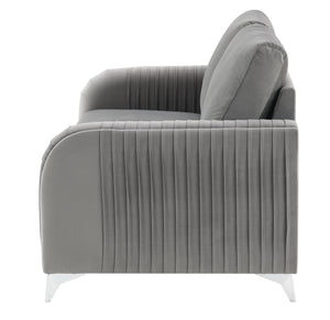 English Elm Wenona Gray Velvet Loveseat with Chrome Legs, Pocket Coil Seat, KD Assembly, Modern Comfort B2726S00041