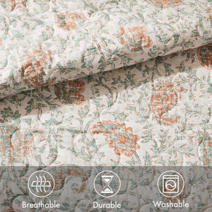 English Elm 6 Madison Park Dawn Cotton Percale Reversible Quilt Set with Paisley Pintuck, Lace Trim, Pillows, Full/Queen Coral 18.31 L x 23.03 W x 12.01 H B035129020