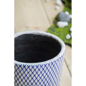 English Elm Set of 4 Terracotta Planters Distressed Blue White Glaze Antique Ceramic Style W2078P495142