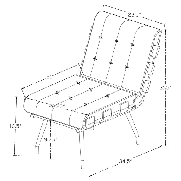English Elm Staten Tufted Armless Chair Striped Fabric Upholstery with Pocket Coil Seating B062P440077