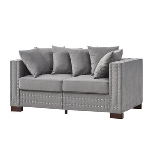 English Elm Modern Velvet Loveseat With Silver Nailhead Trim – Stylish, Compact, And Comfortable For Any Space W1097S00183