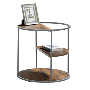 English Elm Unique Orrin Industrial Half Shelf End Table 24"D x 24"H Gray & Walnut Veneer, Powder-Coated Frame B2741P359579