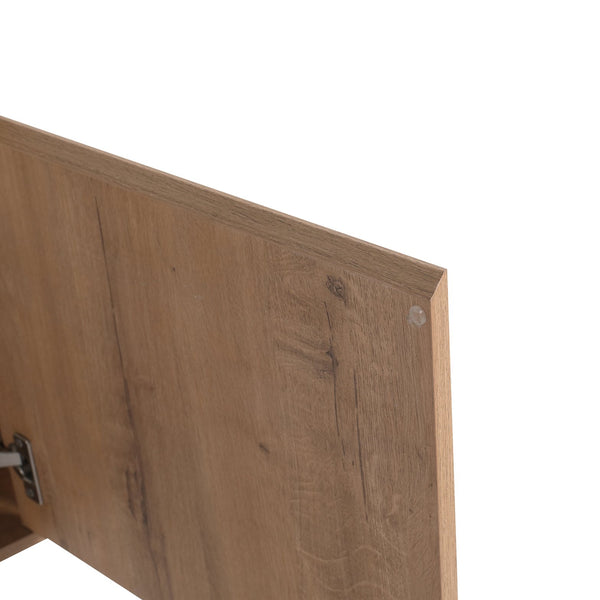 English Elm 26'' Wall-Mounted Bathroom Vanity with Glossy White Ceramic Sink, Soft-Close Door & Waterproof Finish Imitative Oak W999P310752