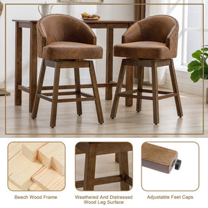 English Elm United We Win Quilted Microsuede Swivel Barstool with Wood Legs and Gold Rivet Trim W1568P361710
