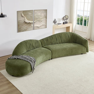 English Elm 145.67'' Stylish Mid-Century Green Sofa With Left-Facing Chaise For Living Room, Bedroom & Office W876S00324