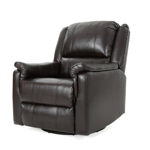 English Elm Christopher Knight Home® - Brown PU Glider Recliner Swivel Chair with Manual Recline, Compact Plush Seating for Small Spaces 61368.00PU