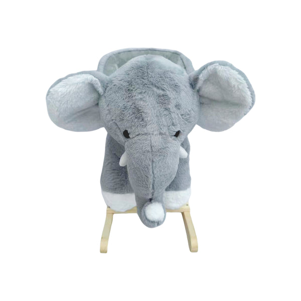 English Elm Kids Elephant Plush Rocking Toy with Sound Button Safety Belt and Sturdy Steel Frame W3723P374146
