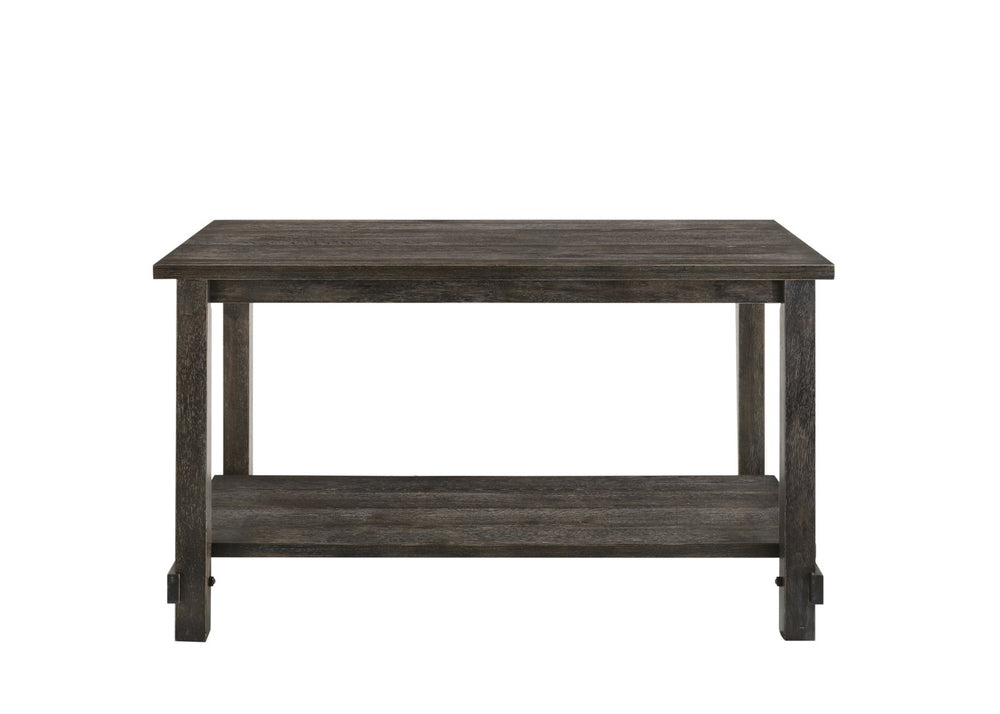 English Elm Weathered Grey Counter Height Table With Rustic Charm & Convenient Bottom Shelf For Dining Spaces B062P209314-GIGA
