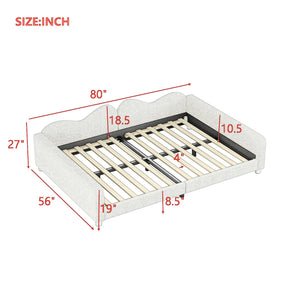 English Elm Full Sherpa Upholstered Daybed with Cloud-Shaped Backrest, No Box Spring Needed, Cozy Modern Sofabed Pink 57 L x 25.5 W x 8 H N733P234605H