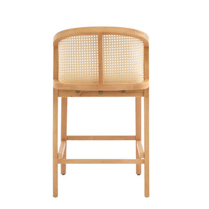 English Elm Christopher Knight Home® - Tatti Plush Padded Counter Stool Set of 2 with Rattan-Accented Curved Back and Wood Frame, Cozy Beige,Natural N775P271407N