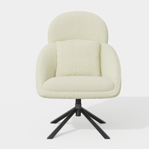 English Elm Modern Swivel Accent Chair with Adjustable Headrest, Oversized Corduroy Upholstered Rocking Recliner for Living Room Beige T3950P397486