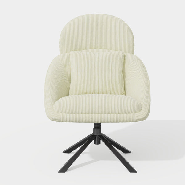 English Elm Modern Swivel Accent Chair with Adjustable Headrest, Oversized Corduroy Upholstered Rocking Recliner for Living Room Beige T3950P397486