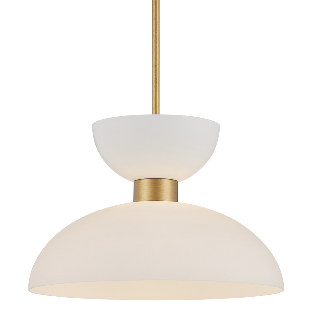 Zevio Modern White Pendant Light - Elegant Frosted Glass & Brass Finish, Adjustable Height Design