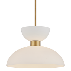 Zevio Modern White Pendant Light - Elegant Frosted Glass & Brass Finish, Adjustable Height Design