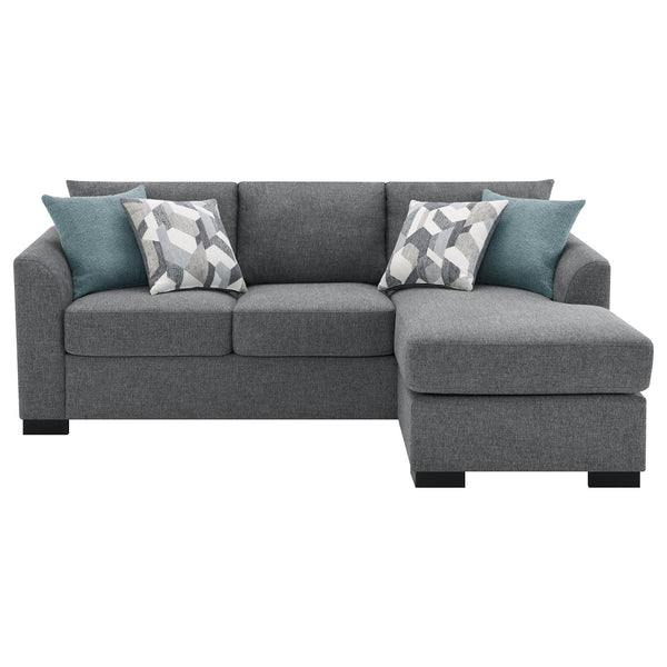 English Elm Pacheco Upholstered Sleeper Sectional with Chaise and Pullout Bed, Patterned Pillows & Sturdy Frame Grey B062P375540