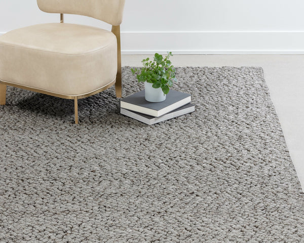 Sunpan Umea Hand-Woven Rug - Luxurious Artisanal Design with Eco-Friendly Wool for a Cozy Contemporary Home Silver
