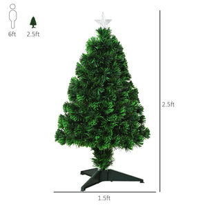 English Elm Homcom 2.5Ft Pre-Lit Douglas Fir Tabletop Christmas Tree With Fiber Optic Lights For Festive Charm W2225P229278