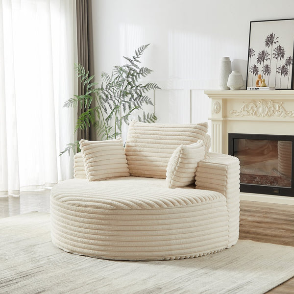 English Elm 55'l Corduroy Sleeper Chair Fluffy Lounge Seat for Bedroom or Media Room W834P413053