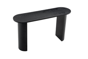 English Elm Black Matte Wood Grain Slim Console Table for Entryway or Sofa Side Use W3875P387480