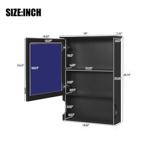 English Elm 20'' Half-Moon Wall Medicine Cabinet with Mirror, Solid Wood Frame, Soft-Close Hinges, Space-Saving Elegance Black N710P313827B