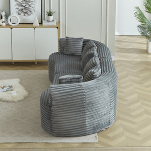 English Elm Curved Chenille Sectional Sofa Deep Seat Cloud Cushions Four Seater Modern Living Room Grey W3505P456571