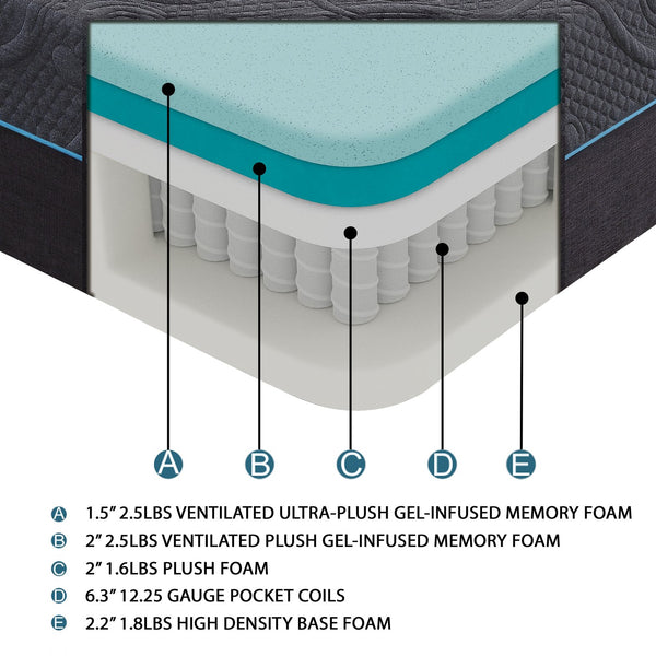 English Elm 14-inch Eastern King Hybrid Mattress Gel Memory Foam Pocket Coils Medium Firm Support B011P439890