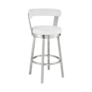 English Elm Bryant Swivel Barstool Faux Leather Seat Stainless Steel Frame for Kitchen Islands B2736P464886