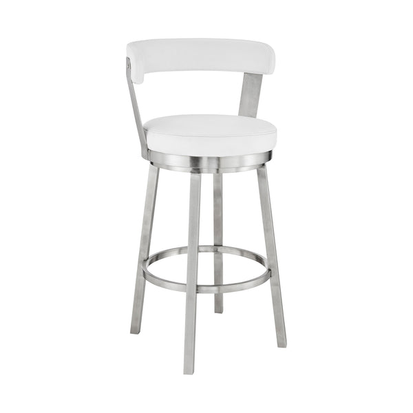 English Elm Bryant Swivel Barstool Faux Leather Seat Stainless Steel Frame for Kitchen Islands B2736P464886