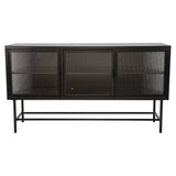 English Elm Retro Style Entertainment Center Tv Console Tv Stand With Enclosed Storage Display Cupboard Stylish Fluted Glass Tv Table With Wide Countertop Glass Doors Detachable Shelves (Old Sku:W68751720)