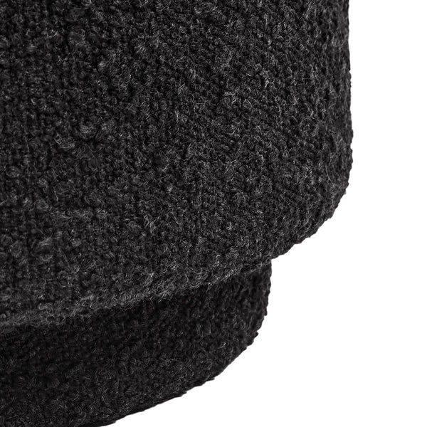 English Elm Jennifer Taylor Home - Fuji Cozy 15" Mushroom Footstool Ottoman in Ebony Bouclé Sherpa, Supportive Foam & Wood Frame (200 lb) Black B2719P238425