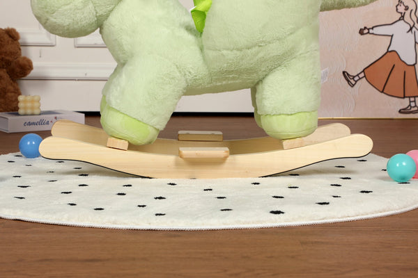 English Elm Kids Plush Dinosaur Rocking Toy with Safety Belt Lullaby Sounds and Hand Puppets W3723P374145