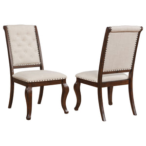 English Elm Traditional Tufted Dining Chair Set of 2 with Nailhead Trim, Upholstered Comfort and Antique Java Finish Brown,Cream 44.3 L x 21.46 W x 16.34 H B011P311399