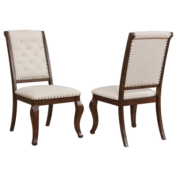 English Elm Traditional Tufted Dining Chair Set of 2 with Nailhead Trim, Upholstered Comfort and Antique Java Finish Brown,Cream 44.3 L x 21.46 W x 16.34 H B011P311399
