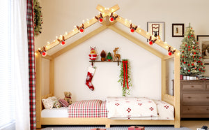 English Elm Twin House Frame Floor Bed Solid Pine Kids Room Montessori Low Profile Play Nook W1580P387836