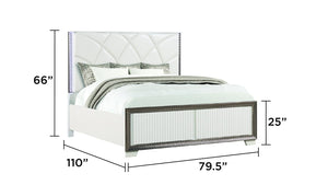 English Elm Fabio Tufted King Bed with LED Lighting, Diamond Accents, Two Drawers & Two-Tone Textured Finish B009S01933